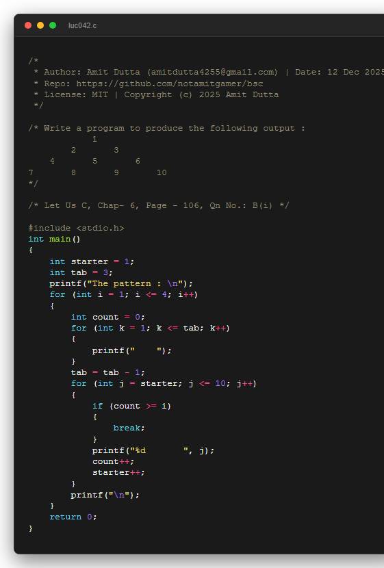 Write a program to produce the following output : 1 2       3 4       5       6 7       8       9       10